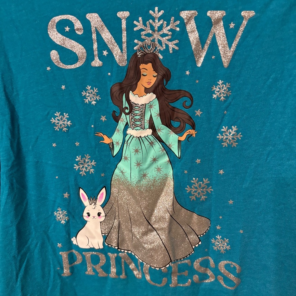 Snow Princess‎ Long Sleeve Crewneck Graphic Tee Turquoise (Girls XXL 16)
